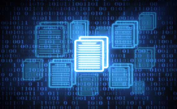 Files on digital background - electronic document solution